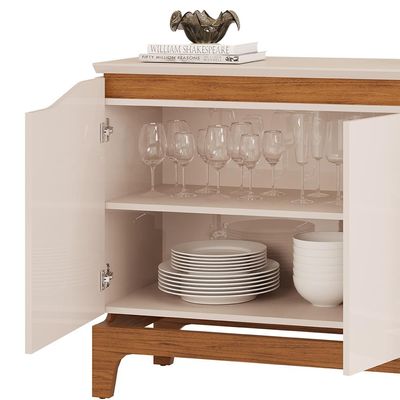 Aparador Buffet Para Sala de Jantar 3 Portas 139cm Clarice D05 Freijó Off White - Lyam Decor