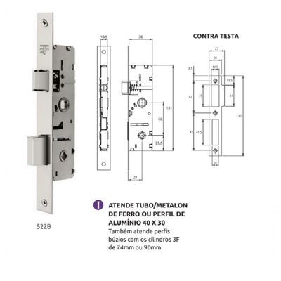 Fechadura Perfil Estreito Banheiro 21mm - 3f