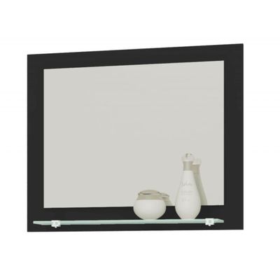 Conjunto Gabinete E Espelheira Bremen Para Banheiro Preto Fosco-nero