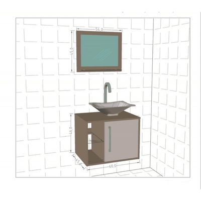 Conjunto Gabinete E Espelheira Bremen Para Banheiro Preto Fosco-nero