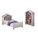 Conjunto De Quarto Princesa Com Cama, Estante E Colchão Branco-rosa - Vitamov