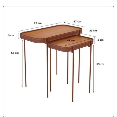 Conjunto Mesas Laterais P E G Mavi Nature Com Pes Metal Cobre