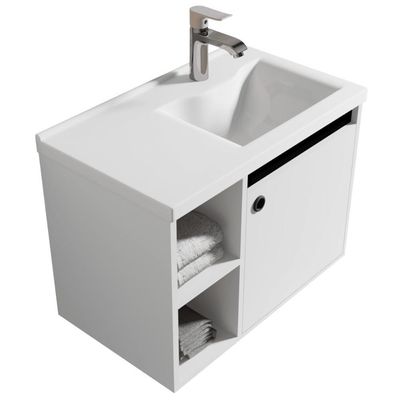 Conjunto Gabinete Com Espelheira E Cuba Para Banheiro Éden Branco Com Preto