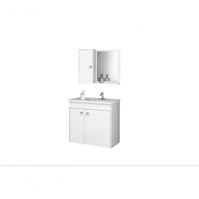 Conjunto Gabinete E Espelheira Zurique Para Banheiro Branco