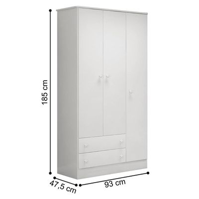 Conjunto Doce Sonho Cômoda Sapateira Guarda-roupa 3 Portas Branco