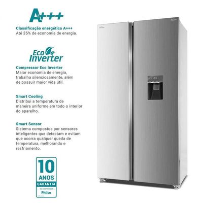Geladeira 434L Philco Smart Cooling Side by Side PRF535ID 220V