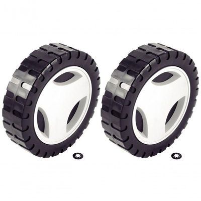 Par De Rodas Plásticas Grandes E Calotas Para Cortador De Grama Tramontina Ce35p ø 170mm