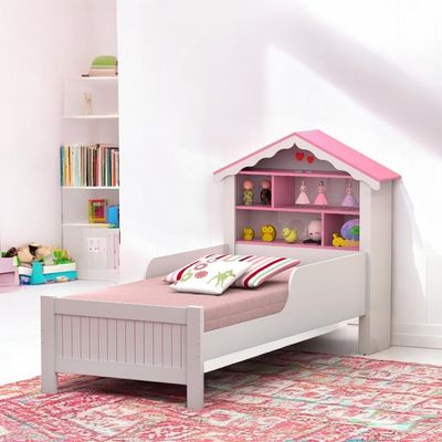 Cama Solteiro Casinha Princesa Branca E Rosa Com Colchão
