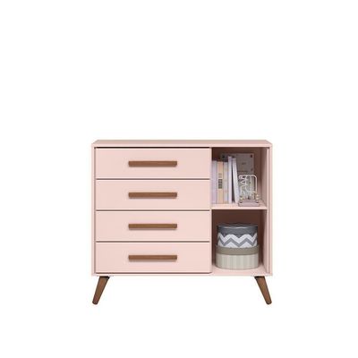 Cômoda Sapateira 1 Porta 4 Gavetas Retrô Rosa Diana