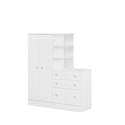 Guarda-roupa Doce Sonho 2 Portas Com Cômoda 3 Gaveteiro Branco