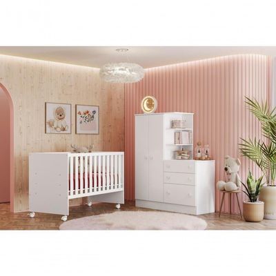 Guarda-roupa Doce Sonho 2 Portas Com Cômoda 3 Gaveteiro Branco