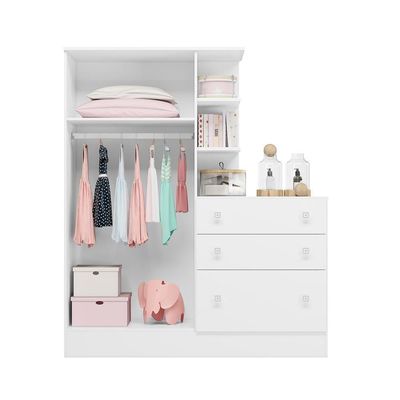 Guarda-roupa Doce Sonho 2 Portas Com Cômoda 3 Gaveteiro Branco