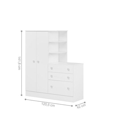Guarda-roupa Doce Sonho 2 Portas Com Cômoda 3 Gaveteiro Branco