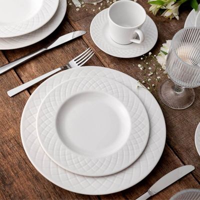 Prato de Porcelana Branca 27cm Raso Jantar Tramontina Ingrid Cozinha Servir Entradas Mesa Posta