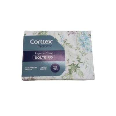 Jogo Cama Solteiro 3 Peças Microtec 180 Fios Corttex Floral Lilas