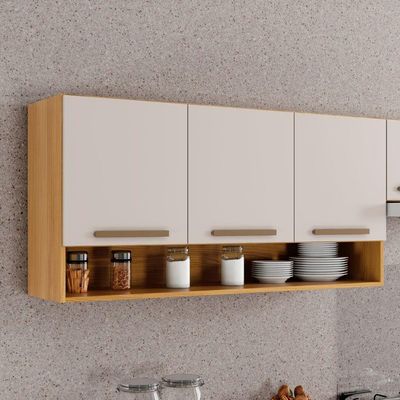 Armário Aéreo New 3 Portas Arte Móveis Cinamomo-off White