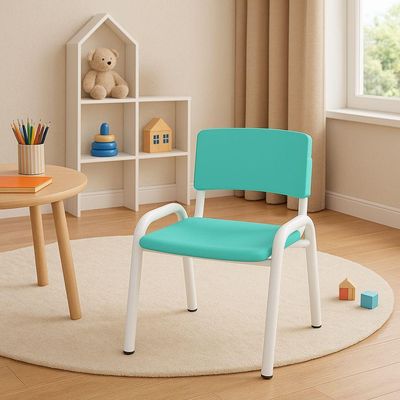Kit 7 Cadeiras Infantil Iso, Escola, Base Branco- Verde água
