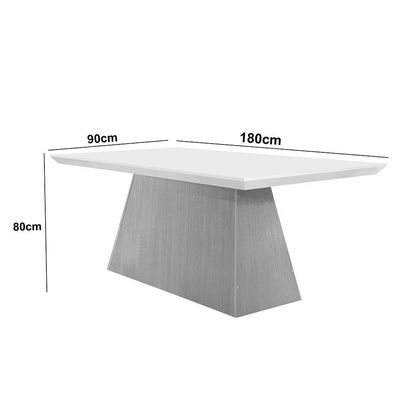 Mesa Para Sala De Jantar Aida 180cm Em Mdf E Vidro Off White Imbuia Ripado