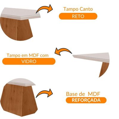 Mesa Para Sala De Jantar Aida 180cm Em Mdf E Vidro Off White Imbuia Ripado
