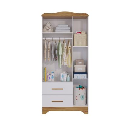 Armario Infantil 3 Portas 2 Gavetas Clara - Moveis Peroba Amendoa-branco