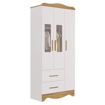 Armario Infantil 3 Portas 2 Gavetas Clara - Moveis Peroba Amendoa-branco