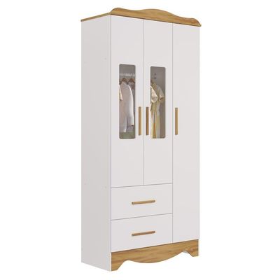 Armario Infantil 3 Portas 2 Gavetas Clara - Moveis Peroba Amendoa-branco