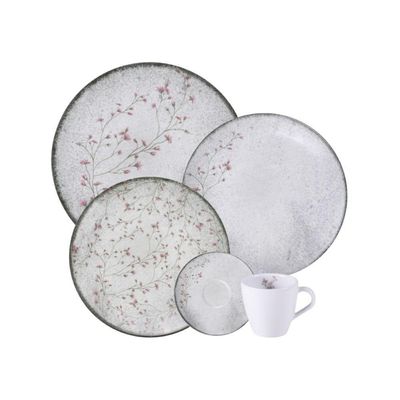 Aparelho De Jantar Tramontina Floralis Em Porcelana Decorada 20 Peças