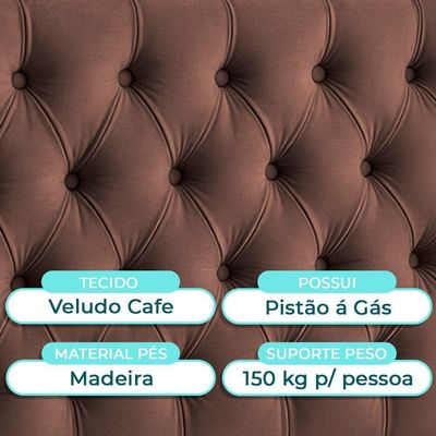 Cabeceira Estofada Solteiro Luna Nature Veludo Cafe 88x136