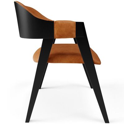 Kit 4 Cadeiras Sala de Jantar Estar Living Estofada Suran L02 Preto Couríssimo Canela - Lyam Decor