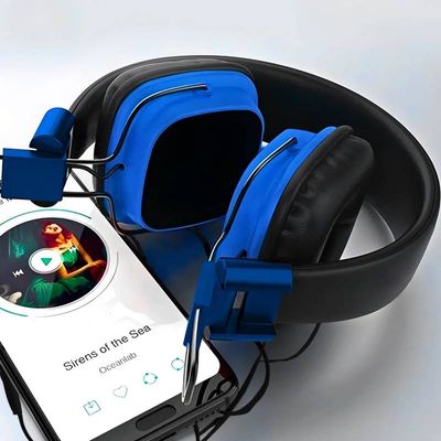 Fone de Ouvido Infantil Azul Dobrável Com Fio Headset