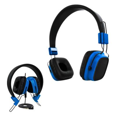 Fone de Ouvido Infantil Azul Dobrável Com Fio Headset