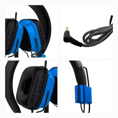 Fone de Ouvido Infantil Azul Dobrável Com Fio Headset