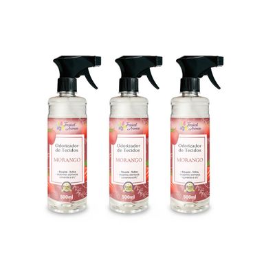 KIT 3 AROMATIZADOR DE TECIDOS TROPICAL AROMAS  morango