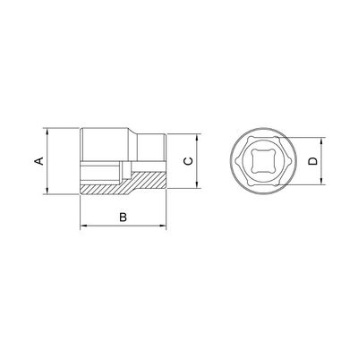 Soquete Sextavado em Aço Cromo Vanádio 12 mm - Encaixe 1/2" Tramontina PRO
