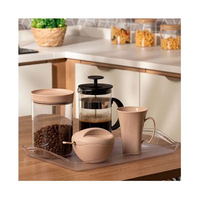 Caneca Preta Cappuccino 400ml Plastico BPA Free Jogo 4un