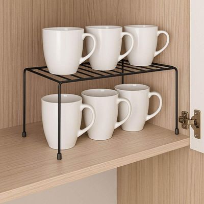 Kit 4 Organizadores de Armário Prateleira Aramada Multiuso Preta 27cm Pequena Utimil