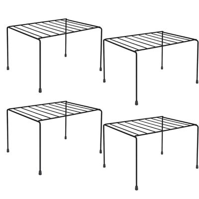 Kit 4 Organizadores de Armário Prateleira Aramada Multiuso Preta 27cm Pequena Utimil