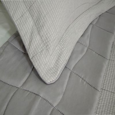 Kit Cobre Leito Colcha Anarruga 3 Peças Queen 240x260cm Prata Sonhare