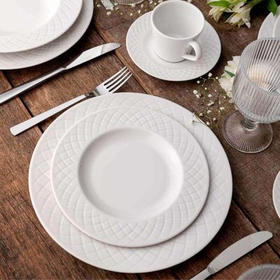 Jogo 12 Pratos Rasos Porcelana Branca 27cm Tramontina Ingrid Cozinha Servir Mesa Posta Jantar Almoço