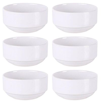 Jogo 6 Tigelas Porcelana Branca 138ml Bowl Pequeno Tramontina Paola Empilhável Mesa Posta