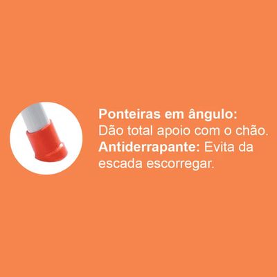 Escada Doméstica Maxiutil 4 Degraus Branca Utimil Branco e Laranja