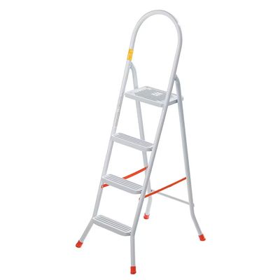 Escada Doméstica Maxiutil 4 Degraus Branca Utimil Branco e Laranja
