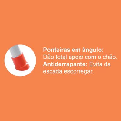 Escada Doméstica Maxiutil 2 Degraus Branca Utimil Branco e Laranja