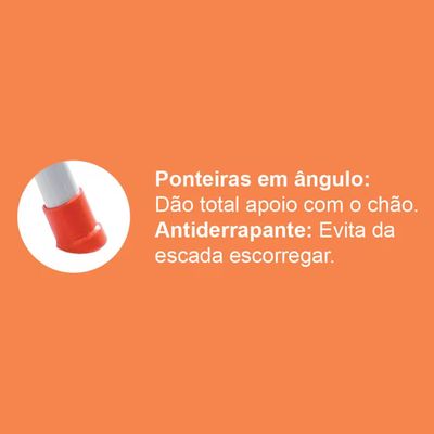 Escada Doméstica Maxiutil 3 Degraus Branca Utimil Branco e Laranja