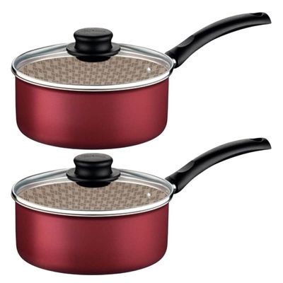 Jogo 2 Panelas Alumínio com Tampa Vidro 1,4L Antiaderente Tramontina 16cm Turim