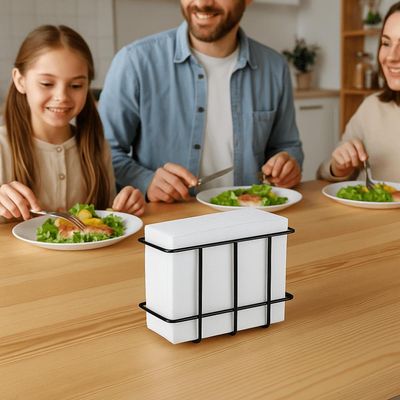 Porta Guardanapo de Mesa Aço Cromado Preto Utimil Organizador Restaurante Lancheria