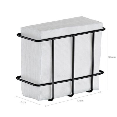 Porta Guardanapo de Mesa Aço Cromado Preto Utimil Organizador Restaurante Lancheria