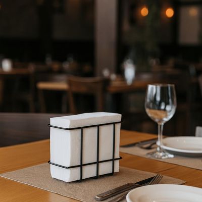 Porta Guardanapo de Mesa Aço Cromado Preto Utimil Organizador Restaurante Lancheria