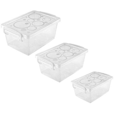 Kit 6 Caixas Organizadoras Plástico Transparente Tampa com Trava Ordene Bel Fit Brinquedos Closet