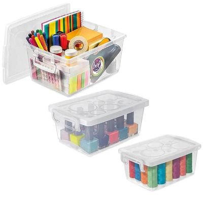 Kit 6 Caixas Organizadoras Plástico Transparente Tampa com Trava Ordene Bel Fit Brinquedos Closet